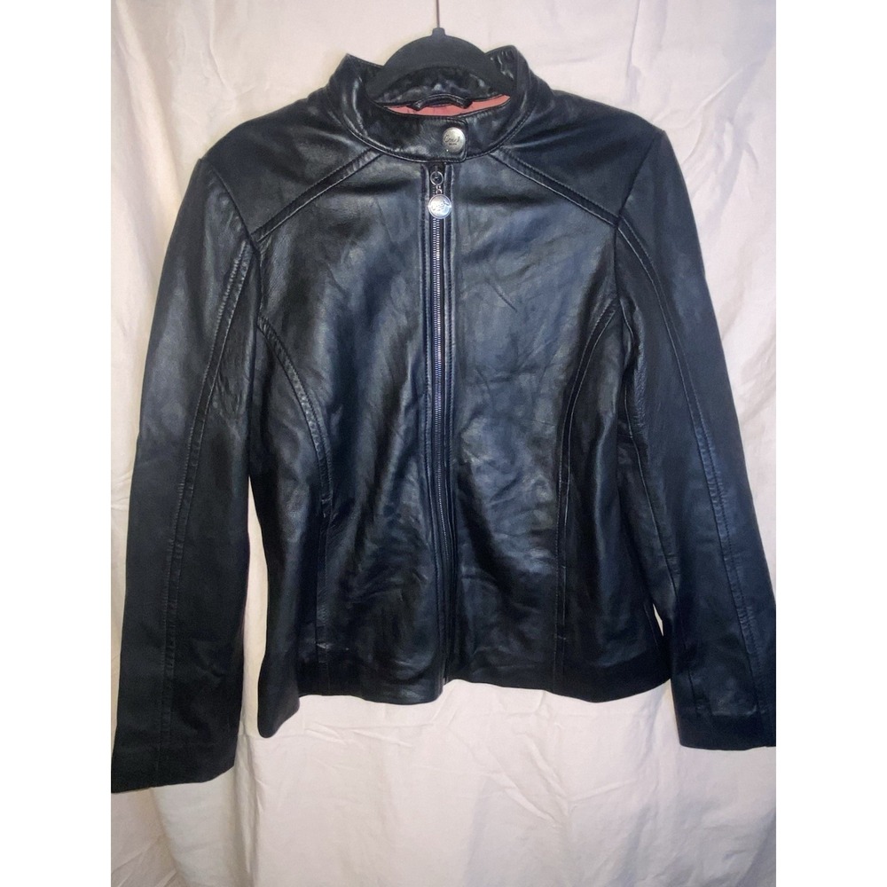 Coach Sheep Leather Moto Racing Jacket MED pink signature C-logo lining 2000 Era